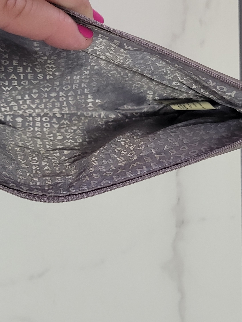 Kate Spade Glitter Trim Saffiano Leather Clutch - Mauve - Picture 5 of 8